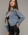 Leopard Patchwork Denim Jacket