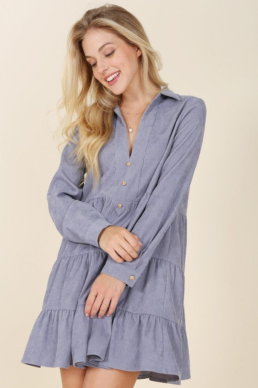 Corduroy Tiered Dress - Online Only