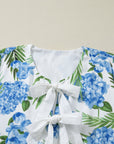 Floral Palm Ruffle Tiered Sleeve Mini Dress