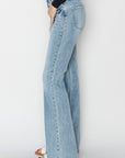 RISEN Full Size High Rise Raw Cut Hem Bootcut Jeans