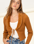 HYFVE Miss Mesmerize Fur Trim Ribbed Cardigan - Online Only