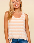 Haptics Round Neck Striped Knit Tank