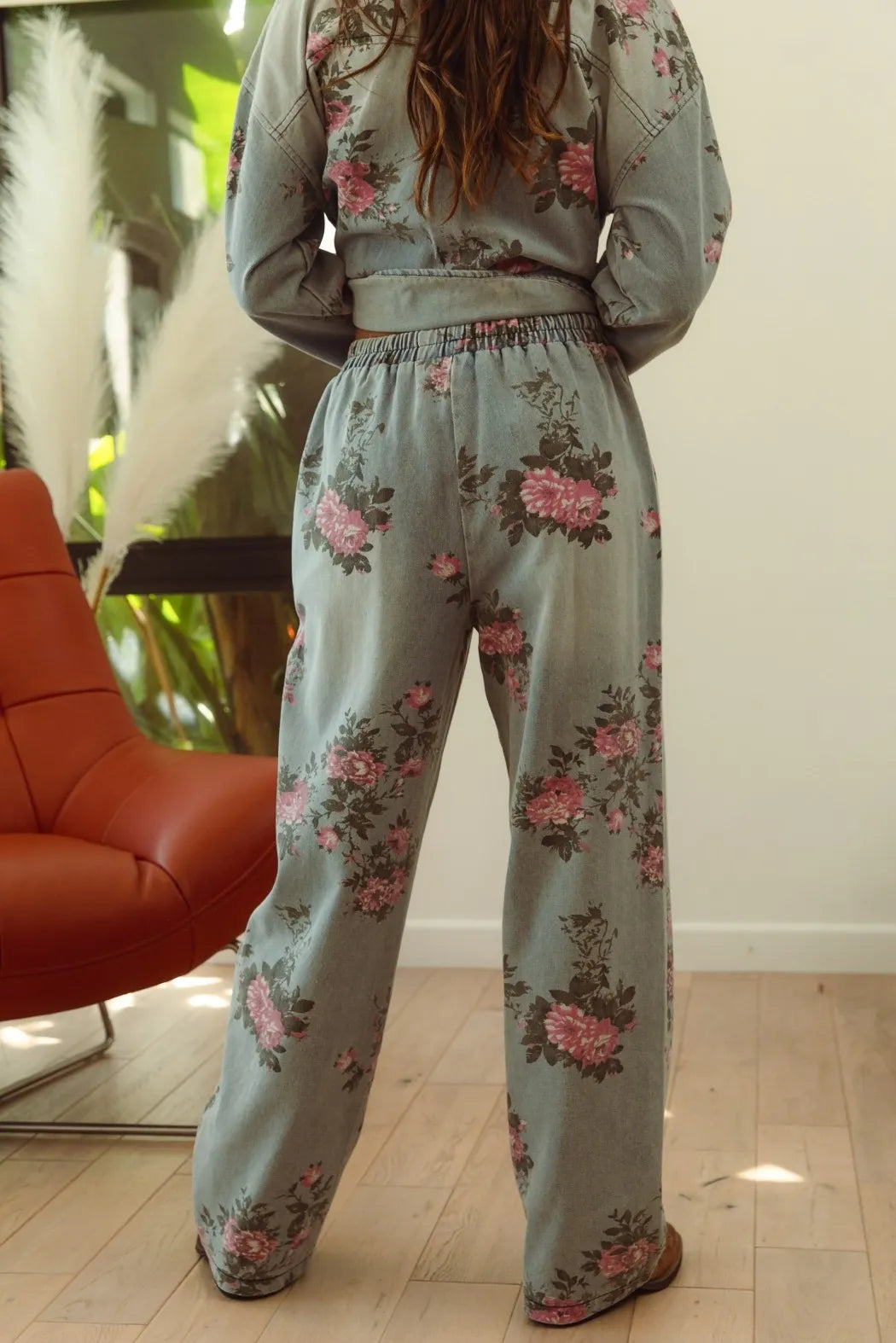 BiBi Flower Printed Denim Pants