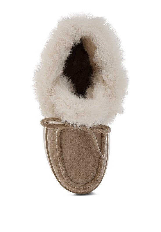 Bunting Faux Fur Collar Flatform Boots