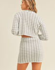 MABLE Houndstooth Cropped Knit Cardigan and Mini Skirt Set