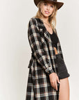 Plus Jade by Jane Plaid Print Collar Long Shirt Dress