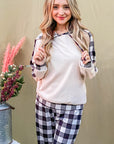 And The Why Drawstring Hooded Top and Plaid Pants Lounge Set