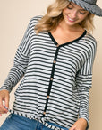 e Luna Striped Button Down Top