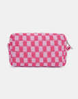 Zenana Checkered Pattern Knitted Cosmetic Pouch