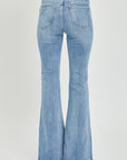 Risen Full Size High Rise Frayed Hem Flare Jeans