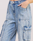 PLUS Jade By Jane High Waist Baggy Denim Cargo Trousers