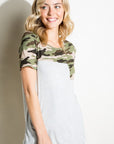 e Luna Plus Pin Stripe Camo Mix Pocket Top