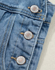 Pleated Wide Leg Pocketed Denim Jumpsuit