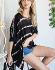 Jade By Jane Striped Tie Dye Round Neck Tunic Plus