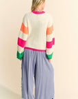 Davi & Dani Smocked Waist Flower Patch Wide Leg Pants