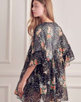 Jade By Jane Floral Print Ruffle Sleeve Kimono