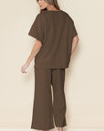 Women Textured T Shirt and Drawstring Pants Set