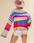 BiBi Multi Color Geometric Stripe Sweater