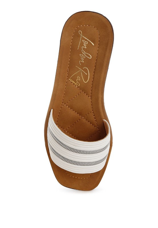 Zosaya Faux Zipper Detail Slip Ons