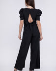 V Neck Puff Sleeve Jumpsuit