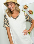 e Luna Plus Cheetah Solid Mixed Tunic