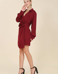 Lilou Satin Collared Wrap Mini Dress