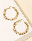 Fame Double Twist Chain Latch Hoop Earrings