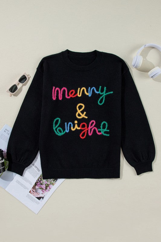 Christmas Merry & Bright Tinsel Long Sleeve Sweate