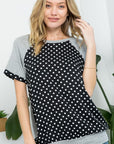 Polka Dot Mixed Casual Top - Online Only