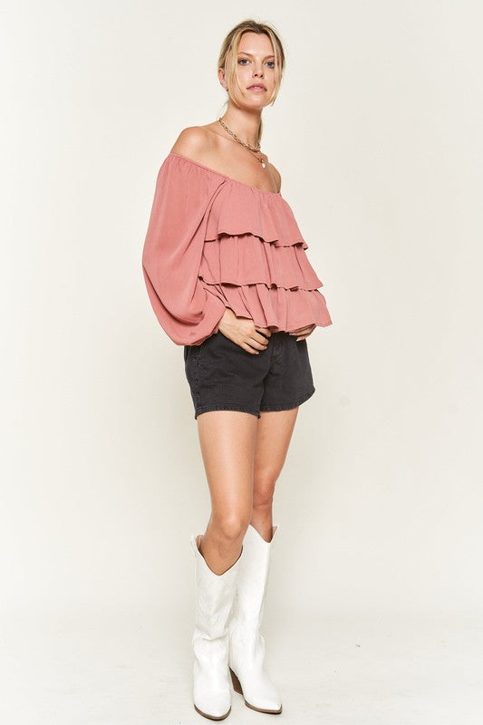 Jade by Jane Tiered Flounce Blouse PLUS