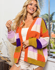 BiBi Checkered Color Block Sweater Cardigan