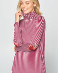 e Luna Striped Jersey Turtle Neck Casual Top