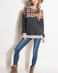 e Luna PLUS Solid Plaid Mock Neck Top