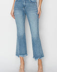 RISEN Full Size High Rise Frayed Hem Flare Jeans