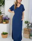 e Luna PLUS Solid Rhinestone Maxi Dress