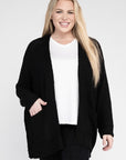 Eesome Plus Size Ribbed Knit Open Front Cardigan