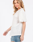 Ces Femme Textured Puff Sleeve Top