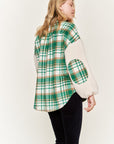 Jade By Jane Multi Plaid Fuzzy Sleeve Jacket