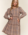 And The Why Full Size Washed Frayed Tiered Plaid Dress