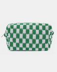 Zenana Checkered Pattern Knitted Cosmetic Pouch