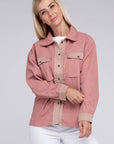 Pink Two Tone Flap Pocket Shirt