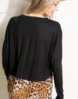 e Luna Plus Solid Cheetah Mixed Casual Top