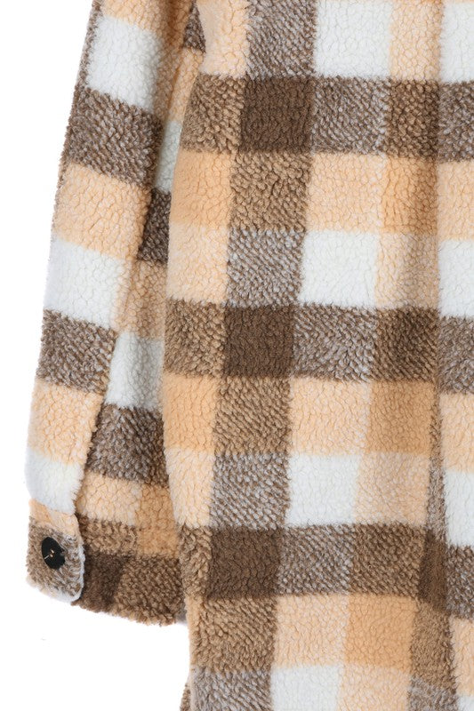 Plaid Sherpa Jacket with Pockets by Lilou