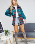 Davi & Dani Plus Printed Button Down Jacket - Online Only