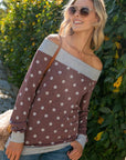 e Luna Polka Dot Off Shoulder Top