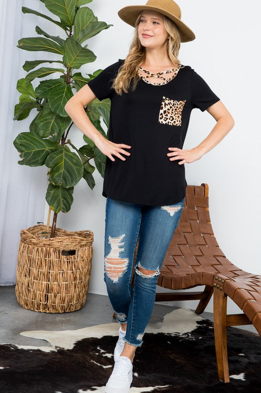 e Luna Animal Print Basic Top