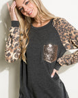 e Luna Animal Mix Sequin Pocket Sweatshirt