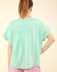 VERY J Notched Short Sleeve Washed T-Shirt