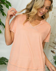 e Luna Solid Waffle V-Neck Top