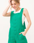 And The Why Button Up Tie Back Sleeveless Romper